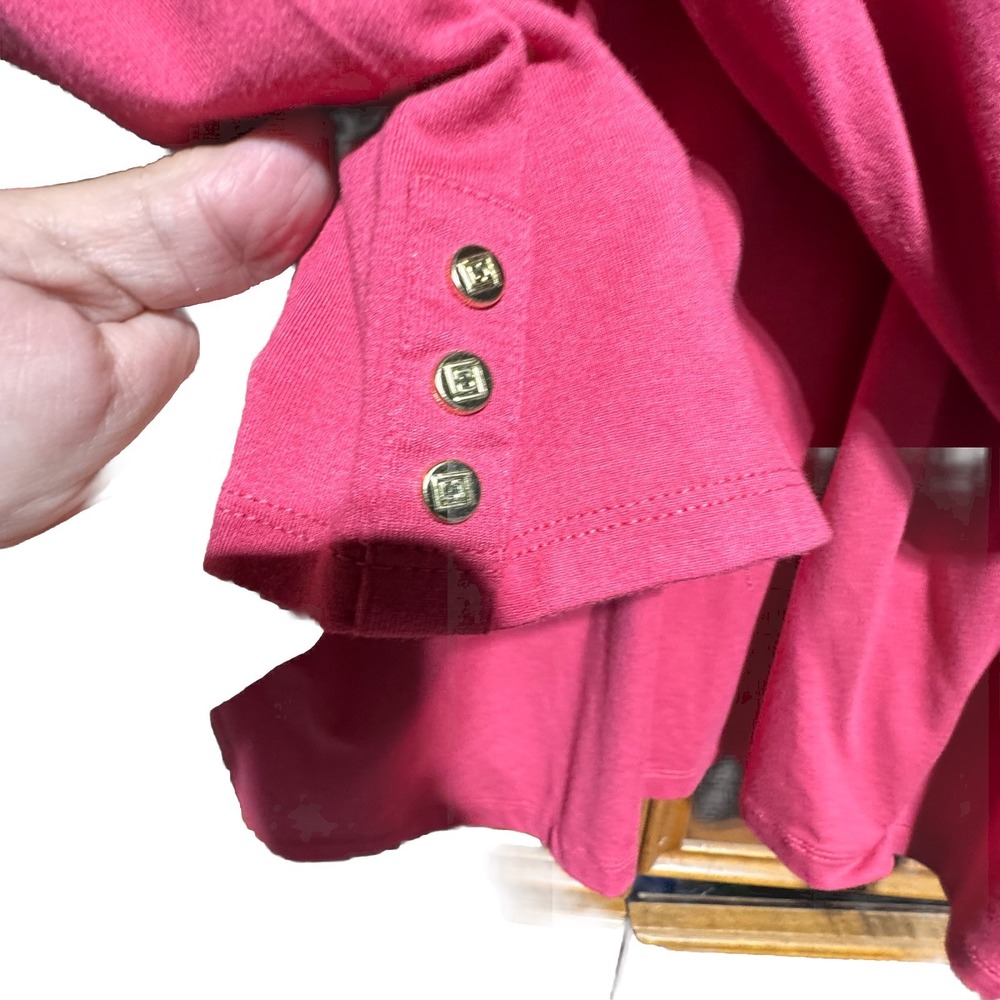 Liz Claiborne Cross Over Scrunch Side Dressy Pink 2x NEW Gold Buttons‎ Summer - Picture 4 of 5